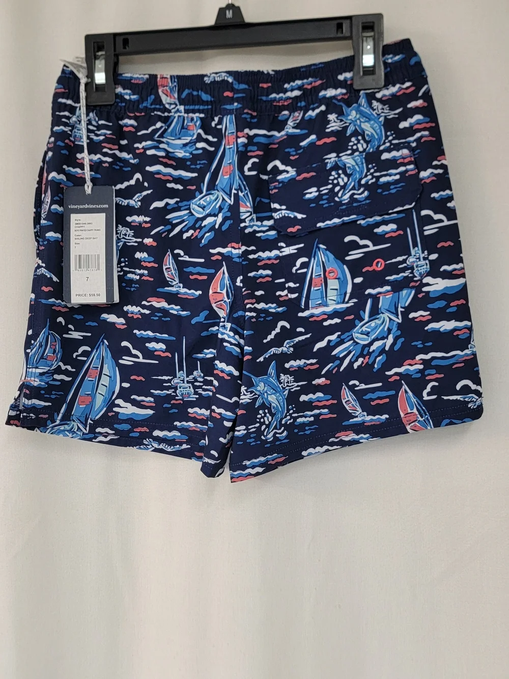 Vineyard Vines Navy Sailboat Print Swim Trunks